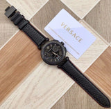  Shop Authentic Versace V-Racer Aion Chronograph Black Dial Black Leather Strap Watch for Men - VBR030017 - Luxxuri