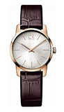  Shop Authentic Calvin Klein City White Mother of Pearl Dial Brown Leather Strap Watch for Women - K2G23620 - Luxxuri