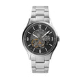  Shop Authentic Fossil Forrester Automatic Skeleton Black Dial Silver Steel Strap Watch for Men - ME3180 - Luxxuri