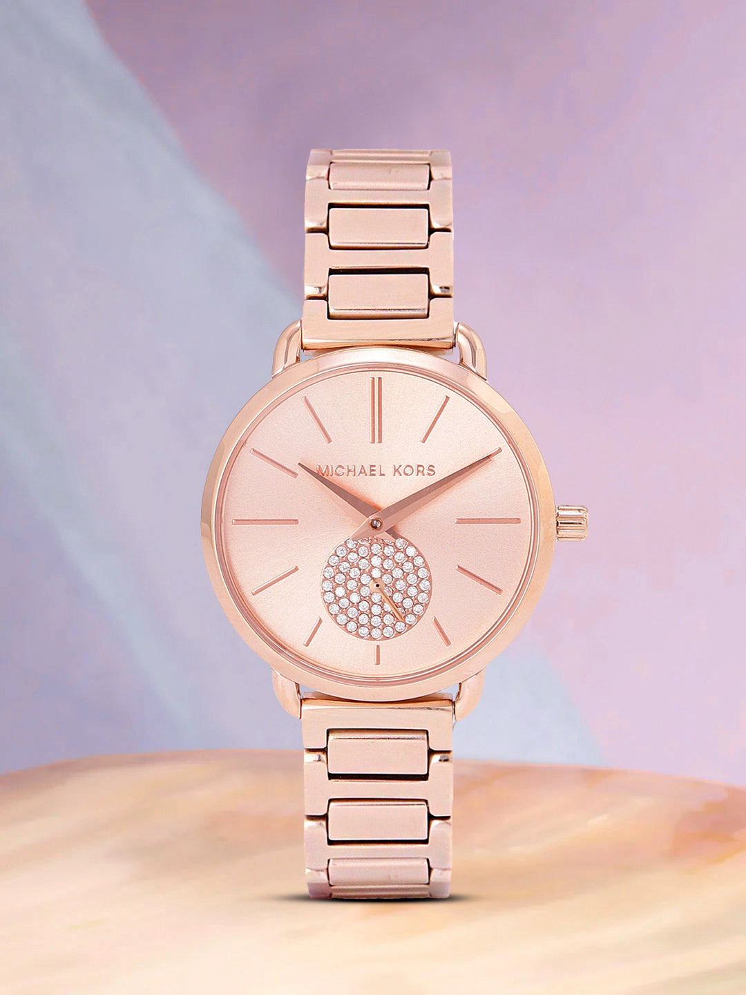  Shop Authentic Michael Kors Portia Analog Quartz Rose Gold Dial Rose Gold Steel Strap Watch For Women - MK3839 - Luxxuri