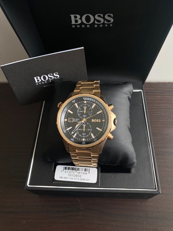  Shop Authentic Hugo Boss Globetrotter Chronograph Black Dial Gold Steel Strap Watch for Men - 1513932 - Luxxuri