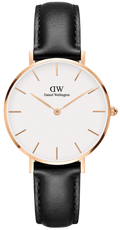  Shop Authentic Daniel Wellington Petite Sheffield White Dial Black Leather Strap Watch For Women - DW00100174 - Luxxuri