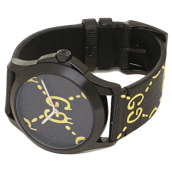 Gucci G Timeless Ghost Black Dial Black Leather Strap Watch For Men - YA1264019