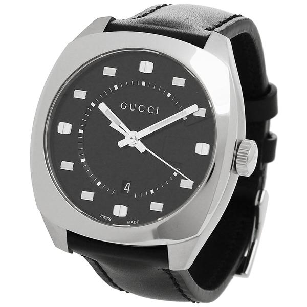  Shop Authentic Gucci GG2570 Quartz Black Dial Black Leather Strap Watch For Men - YA142307 - Luxxuri