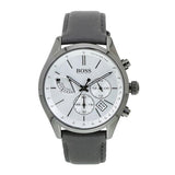  Shop Authentic Hugo Boss Grand Prix White Dial Grey Leather Strap Watch for Men - 1513633 - Luxxuri