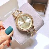  Shop Authentic Michael Kors Sofie Quartz Gold Dial Gold Steel Strap Watch For Women - MK3881 - Luxxuri