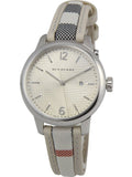  Shop Authentic Burberry The Classic Guilloche Silver Dial Grey Leather Strap Watch for Women - BU10113 - Luxxuri