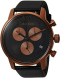  Shop Authentic Calvin Klein City Chronograph Black Dial Black Leather Strap Watch for Men - K2G17TC1 - Luxxuri