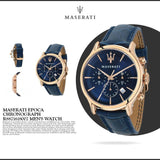  Shop Authentic Maserati Epoca Blue Dial Leather Blue Strap Watch For Men - R8871618007 - Luxxuri