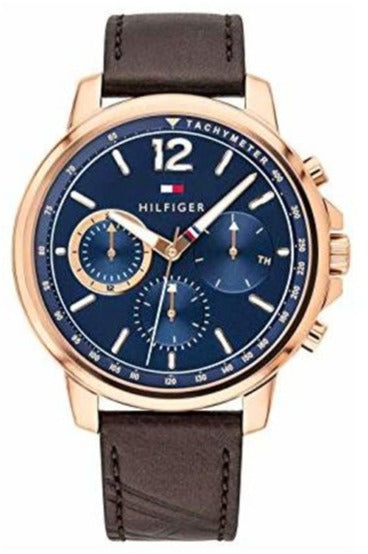  Shop Authentic Tommy Hilfiger London Chronograph Blue Dial Brown Leather Strap Watch for Men - 1791532 - Luxxuri