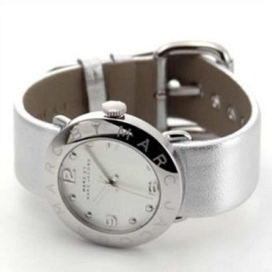 Shop Authentic Marc Jacobs Amy Silver Dial Silver Leather Strap Watch for Women - MBM8626 - Luxxuri
