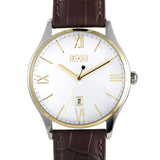  Shop Authentic Hugo Boss Classic White Dial Brown Leather Strap Watch for Men - 1513486 - Luxxuri