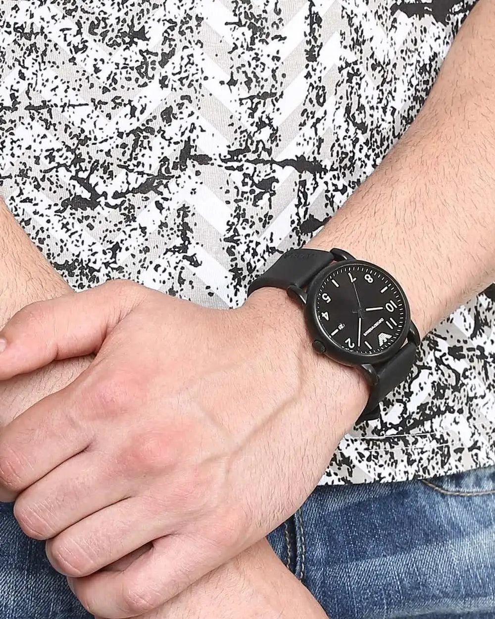  Shop Authentic Emporio Armani Luigi Quartz Black Dial Black Silicon Strap Watch For Men - AR11071 - Luxxuri