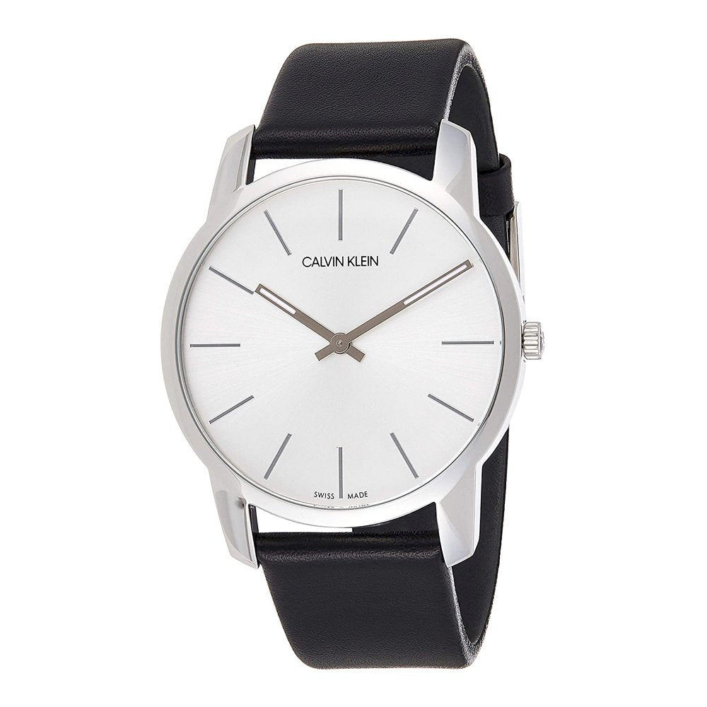  Shop Authentic Calvin Klein City White Dial Black Leather Strap Watch For Men - K2G211C6 - Luxxuri