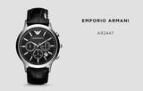  Shop Authentic Emporio Armani Renato Chronograph Black Dial Black Leather Strap Watch For Men - AR2447 - Luxxuri