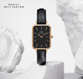  Shop Authentic Daniel Wellington Quadro Sheffield Black Dial Black Leather Strap Watch For Women - DW00100435 - Luxxuri