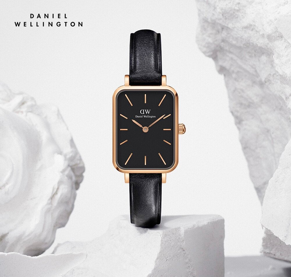  Shop Authentic Daniel Wellington Quadro Sheffield Black Dial Black Leather Strap Watch For Women - DW00100435 - Luxxuri