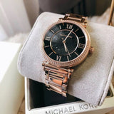 Shop Authentic Michael Kors Catlin Black Diamonds Dial Rose Gold Steel Strap Watch for Women - MK3356 - Luxxuri