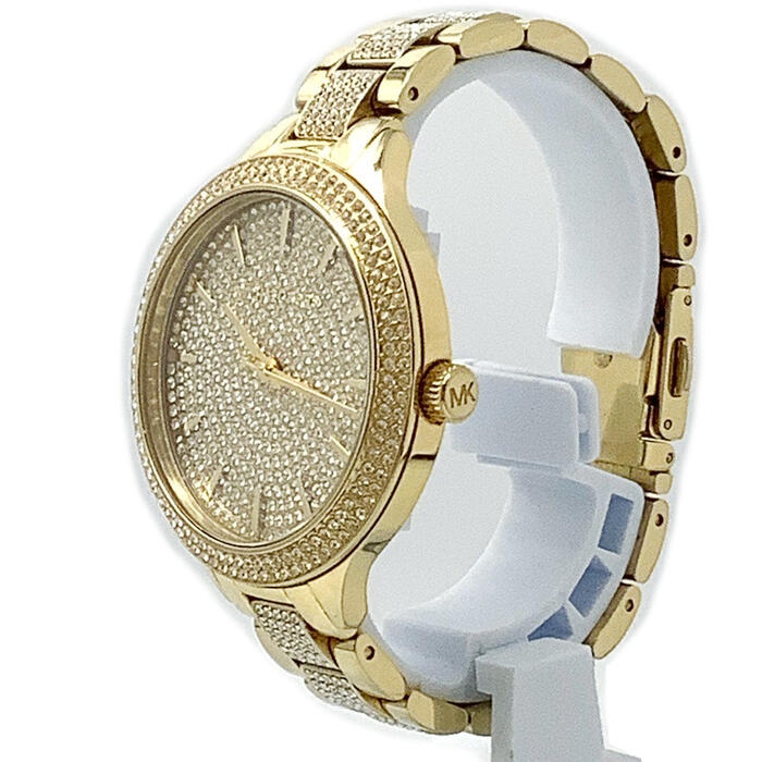  Shop Authentic Michael Kors Slim Runway Crystals Gold Dial Gold Steel Strap Watch for Women - MK3632 - Luxxuri