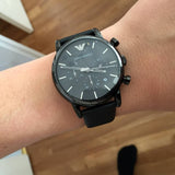  Shop Authentic Emporio Armani Luigi Chronograph Black Dial Black Leather Strap Watch For Men - AR1737 - Luxxuri