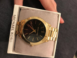 Shop Authentic Michael Kors Runway Black Dial Gold Steel Strap Watch for Women - MK3478 - Luxxuri