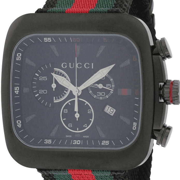  Shop Authentic Gucci Coupe Chronograph Quartz Black Two Tone NATO Strap Watch For Men - YA131202 - Luxxuri