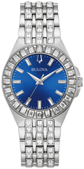  Shop Authentic Bulova Phantom Baguette Crystal Blue Dial Silver Steel Strap Watch for Men - 96A254 - Luxxuri