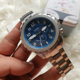  Shop Authentic Fossil Bowman Chronograph Blue Dial Silver Steel Strap Watch for Men - FS5604 - Luxxuri