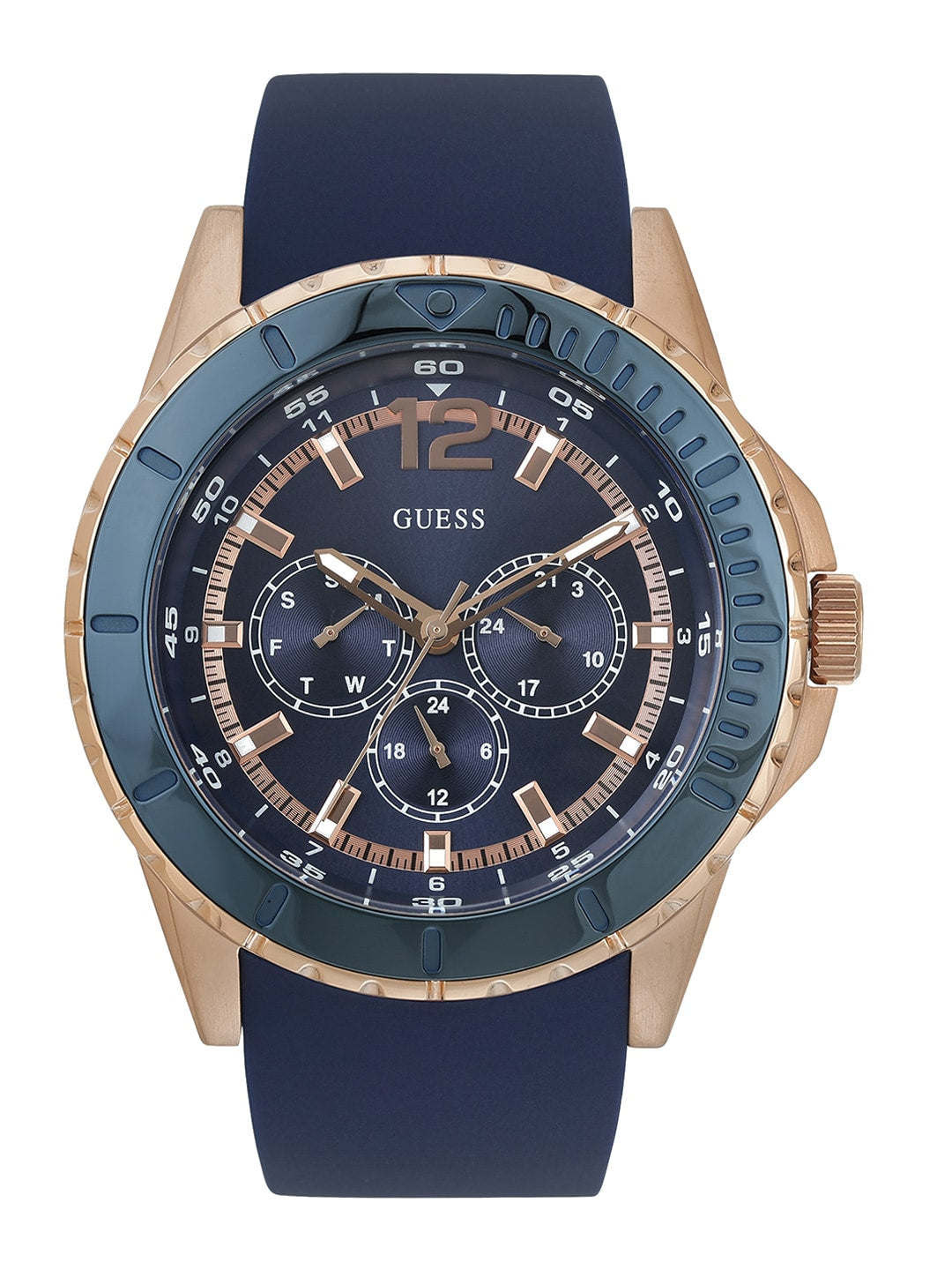 Shop Authentic Guess Maverick Blue Dial Blue Rubber Strap Watch for Men - W0485G1 - Luxxuri