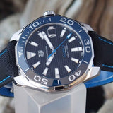  Shop Authentic Tag Heuer Aquaracer Calibre 5 Automatic Black Dial Black Nylon Strap Watch for Men - WAY201C.FC6395 - Luxxuri