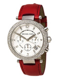  Shop Authentic Michael Kors Parker Silver Dial Red Leather Strap Watch for Women - MK2278 - Luxxuri