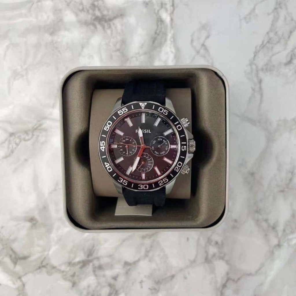  Shop Authentic Fossil Bannon Multifunction Black Dial Black Silicone Strap Watch for Men - BQ2494 - Luxxuri