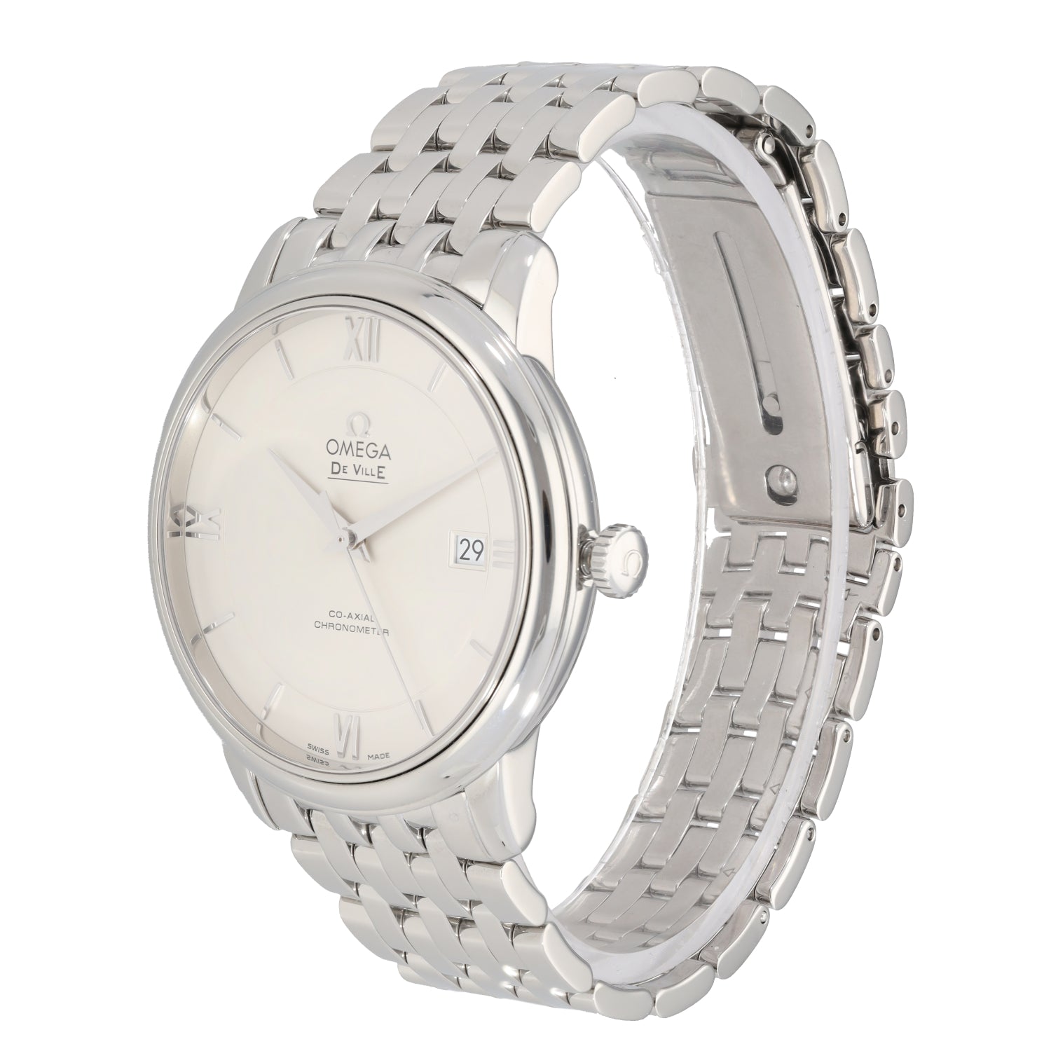  Shop Authentic Omega De Ville Prestige Co-Axial Silver Dial Silver Steel Strap Watch for Men - 424.10.40.20.02.003 - Luxxuri