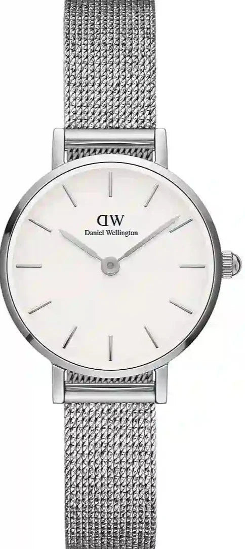 Daniel Wellington Classic Petite Sterling White Dial Silver Mesh Bracelet Watch for Women - DW00100442