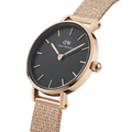  Shop Authentic Daniel Wellington Petite Pressed Melrose Black Dial Rose Gold Mesh Strap Watch For Women - DW00100440 - Luxxuri