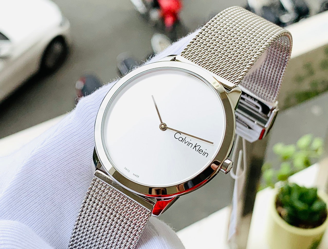  Shop Authentic Calvin Klein Minimal Silver Dial Silver Mesh Bracelet Watch for Men - K3M211Y6 - Luxxuri