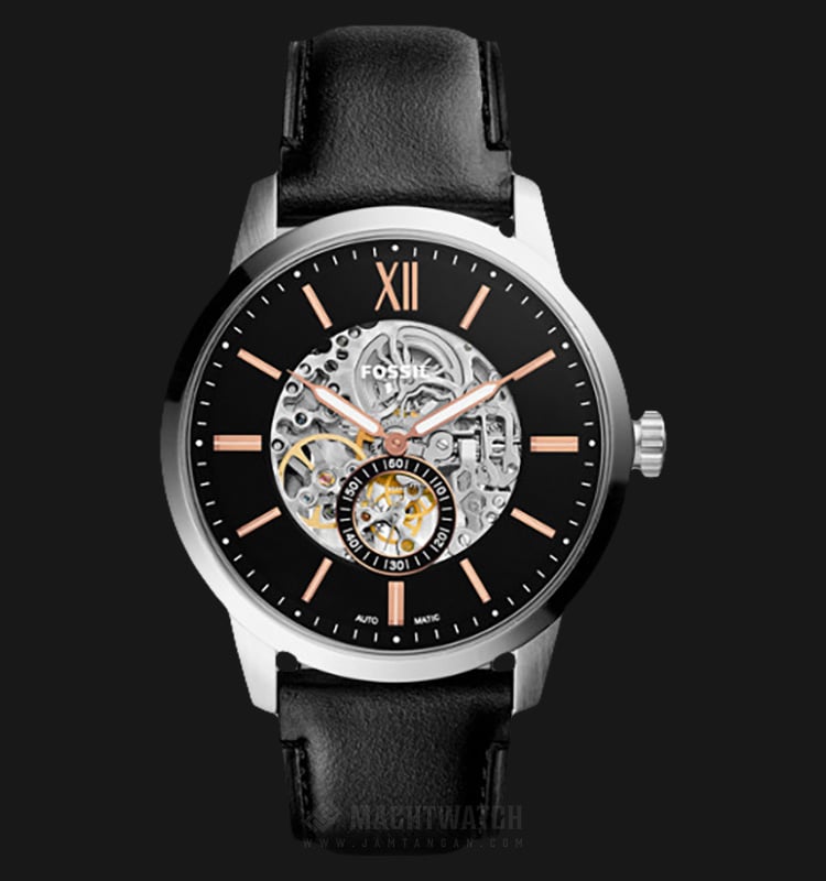  Shop Authentic Fossil Townsman Skeleton Black Dial Black Leather Strap Watch for Men - ME3153 - Luxxuri