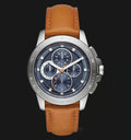  Shop Authentic Michael Kors Ryker Chronograph Analog Blue Dial Brown Leather Strap Watch For Men - MK8518 - Luxxuri