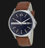  Shop Authentic Armani Exchange Hampton Chronograph Blue Dial Brown Leather Strap Watch For Men - AX2133 - Luxxuri