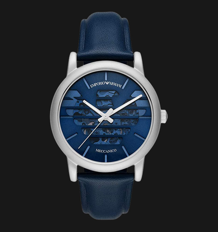  Shop Authentic Emporio Armani Luigi Automatic Blue Dial Blue Leather Strap Watch For Men - AR60030 - Luxxuri