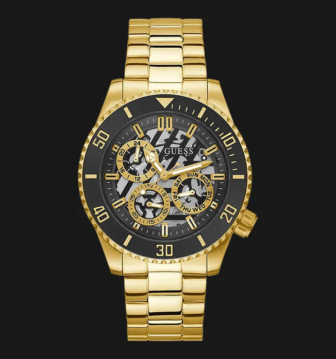  Shop Authentic Guess Axle Multifunction Black Dial Gold Steel Strap Watch For Men - GW0488G2 - Luxxuri