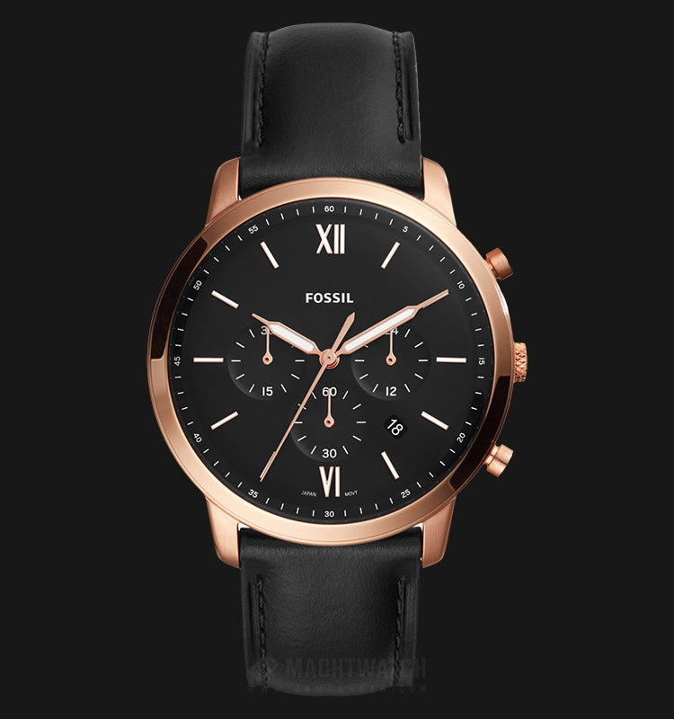  Shop Authentic Fossil Neutra Chronograph Black Dial Black Leather Strap Watch for Men - FS5381 - Luxxuri