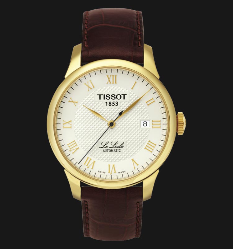  Shop Authentic Tissot Le Locle Automatic Gold Dial Brown Leather Strap Watch For Men - T41.5.413.73 - Luxxuri
