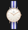  Shop Authentic Daniel Wellington Classic Trinity White Dial Three Tone Nylon Strap Watch For Women - 0509DW - Luxxuri