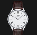 Tissot T Classic Tradition 5.5 Quartz White Dial Brown Leather Strap Watch For Men - T063.409.16.018.00