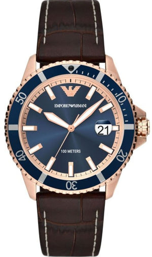  Shop Authentic Emporio Armani Pro Planet Three Hand Date Blue Dial Brown Leather Strap Watch For Men - AR11556 - Luxxuri