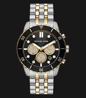  Shop Authentic Michael Kors Cunningham Chronograph Black Dial Two Tone Steel Strap Watch For Men - MK8964 - Luxxuri