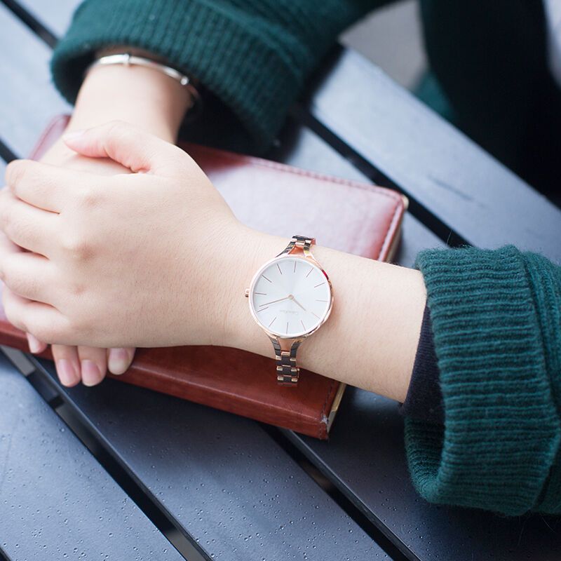  Shop Authentic Calvin Klein Graphic Silver Dial Rose Gold Steel Strap Watch for Women - K7E23646 - Luxxuri