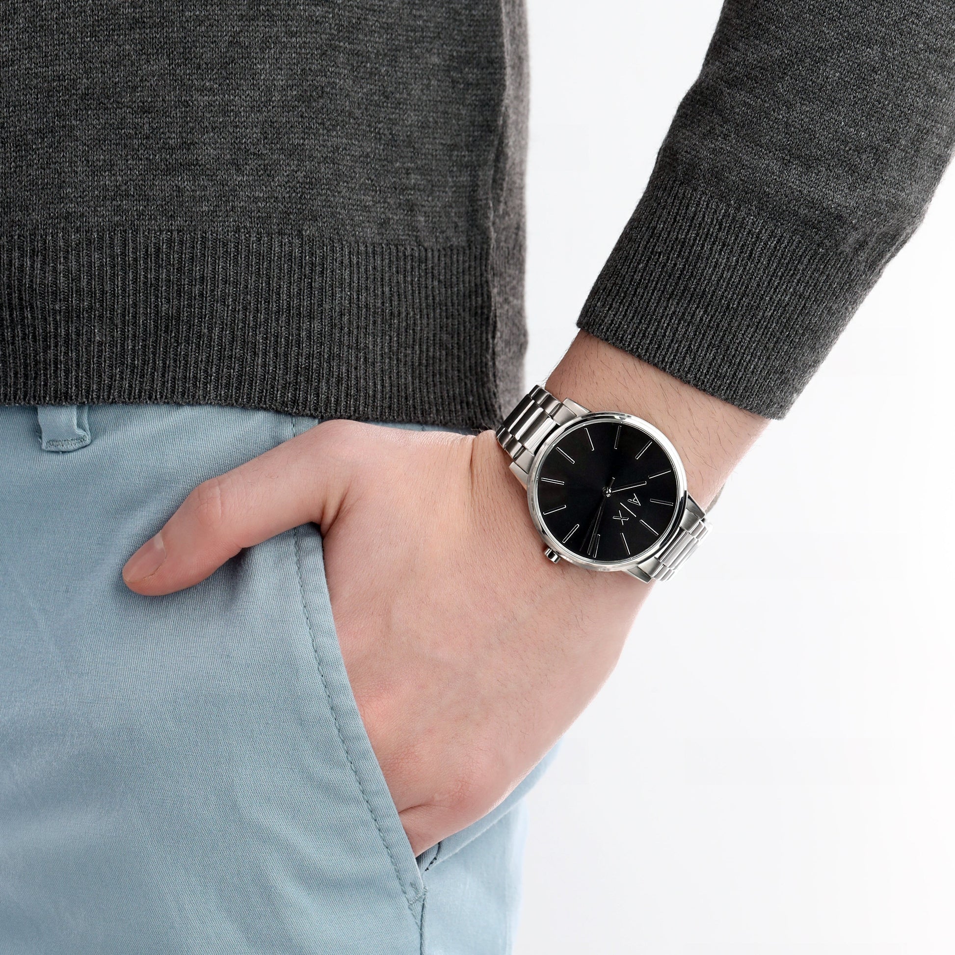  Shop Authentic Armani Exchange Cayde Analog Black Dial Silver Steel Strap Watch For Men - AX2700 - Luxxuri