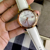  Shop Authentic Burberry The City Diamonds White Dial White Leather Strap Watch for Women - BU9130 - Luxxuri